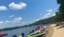 Row of Boats Lined Up on the Beach